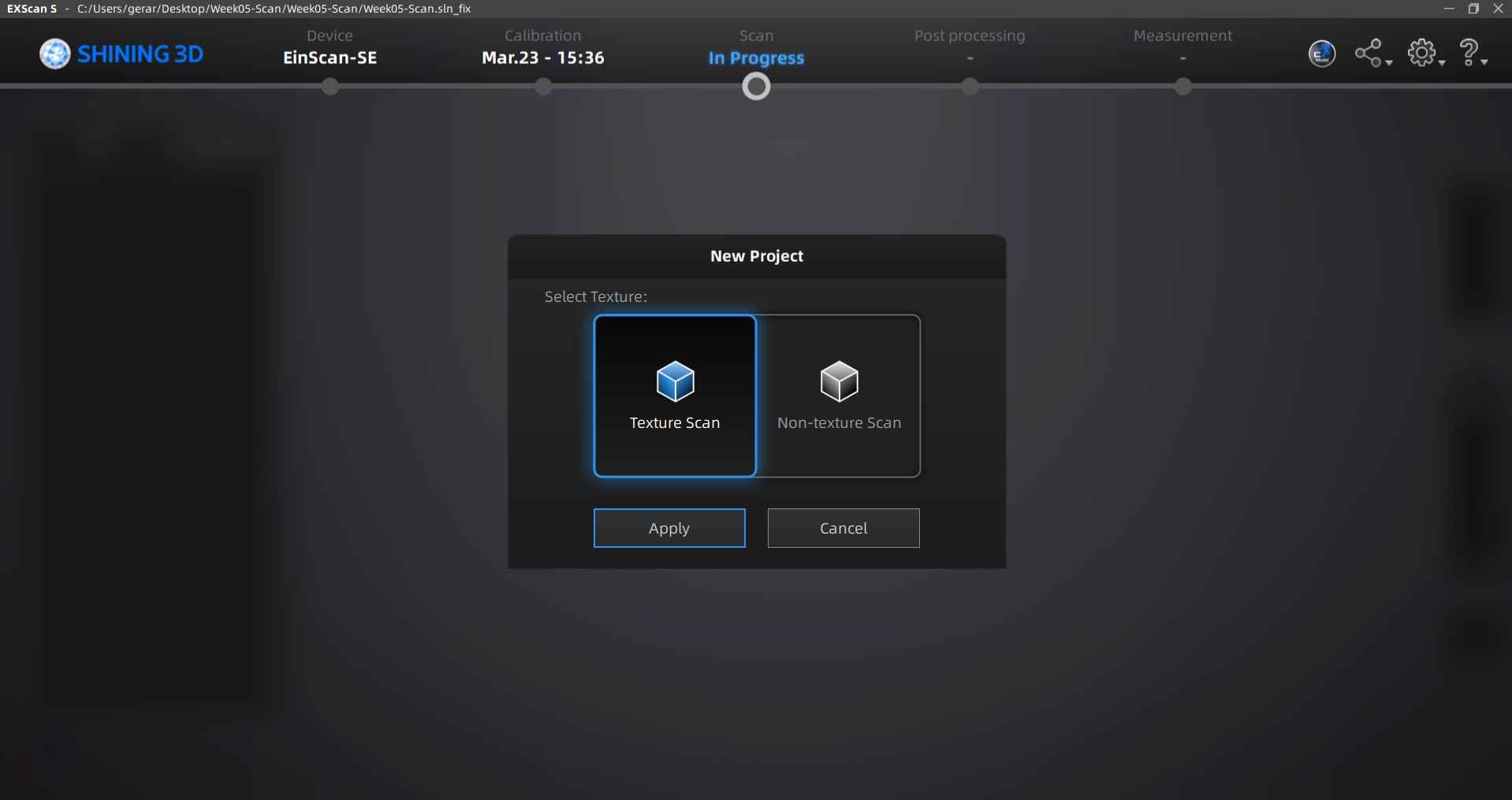 Texture scan selection